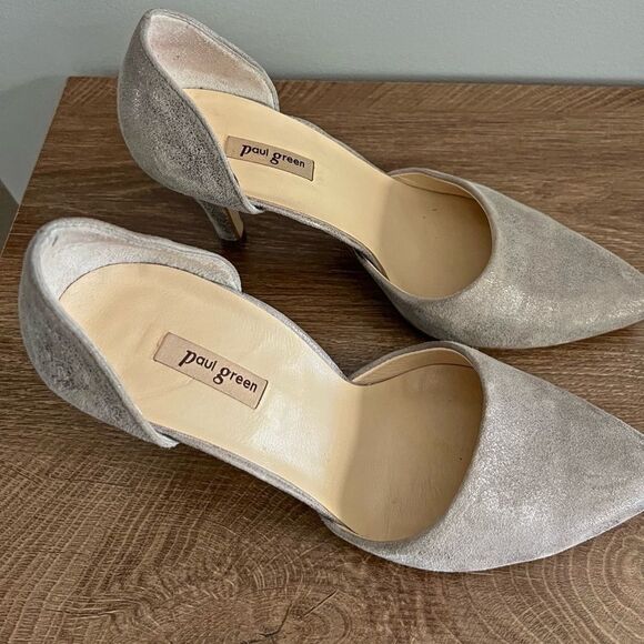 Paul Green Suede Heels 5.5 Gray D’Orsay Pump, Pointed Toe, Made in Austria Y2K - Picture 2 of 8